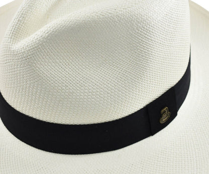 Genuine Panama Hat - Custom Band Color - Classic Summer Fedora - White Toquilla Straw - Handwoven in Ecuador - EA - HatBox Included