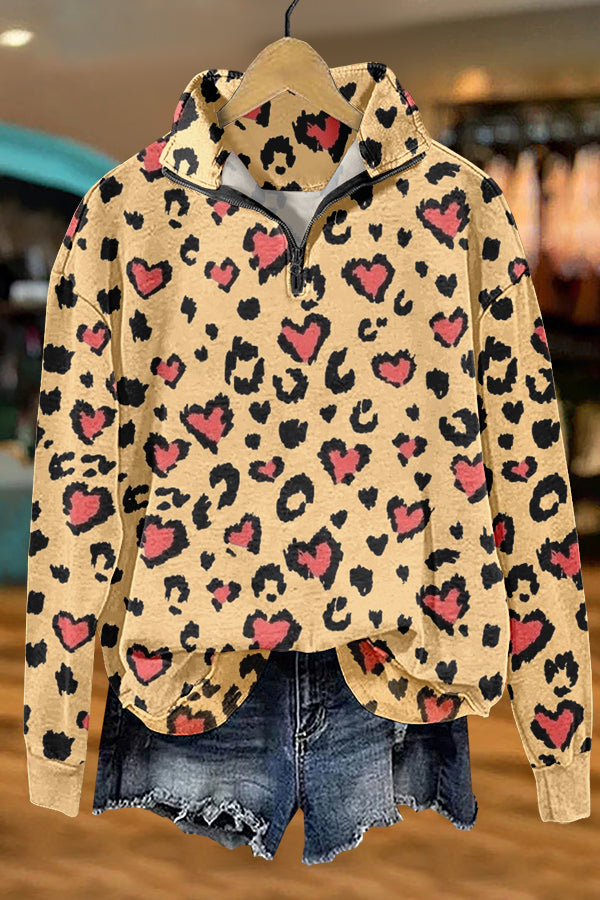 Cute Valentine's Day Leopard Print Sweatshirt