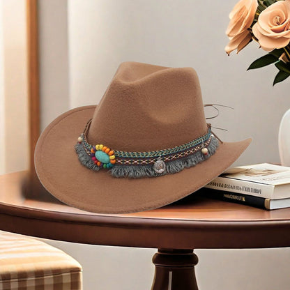 Unisex Fall Vintage Western Cowboy Woolen Sun Protection Wide Brim Hat