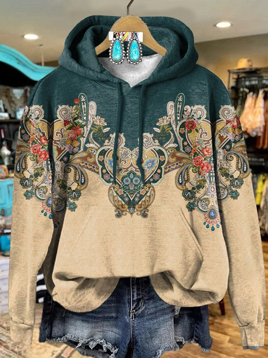 Vintage Paisley Cashew Floral Art Print Casual Hoodie Sweatshirt