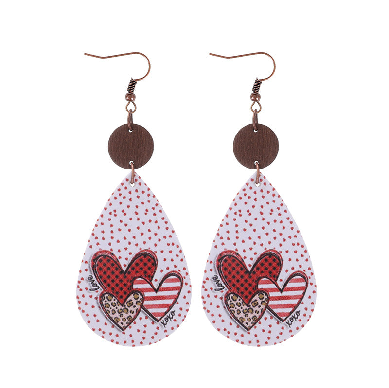 Valentine's Day Multiple Hearts Leopard Earrings