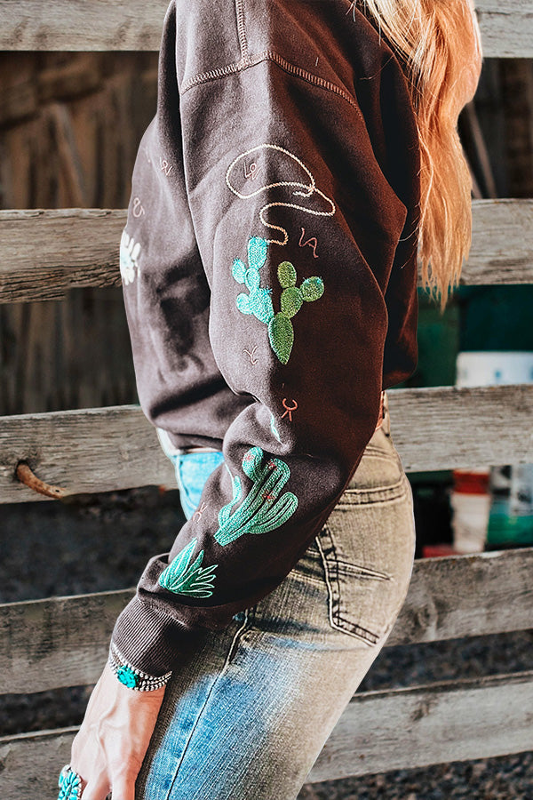 Vintage Western Cowboy Print Sweatshirt