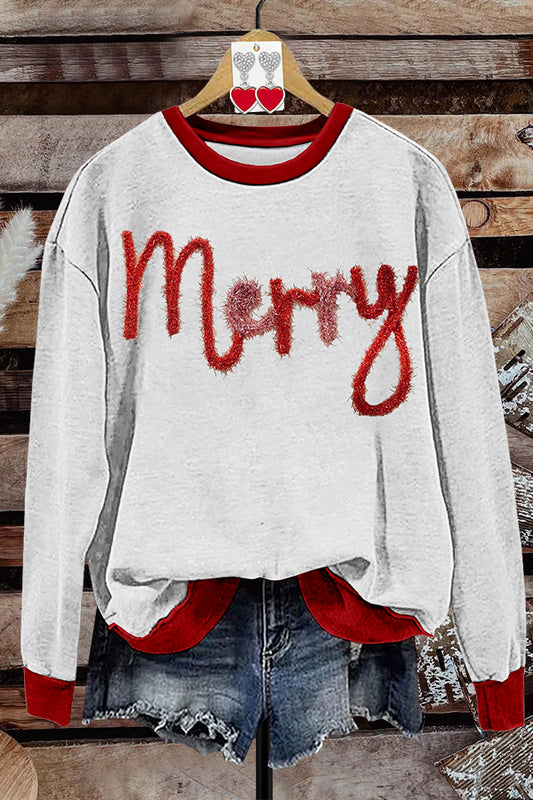 Christmas Shiny Print Sweatshirt