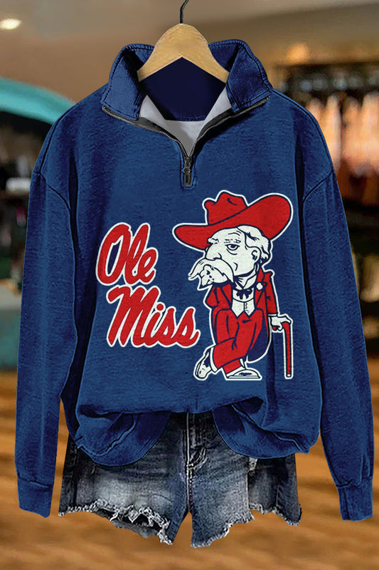 Cute Gameday Ole Miss Print Sweatshirt