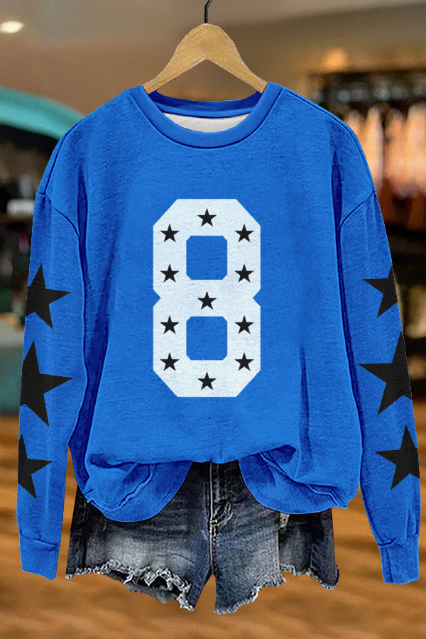 Custom Gameday Number Stars Print Sweatshirt