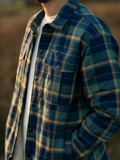 Men's retro western plaid fleece warm jacket