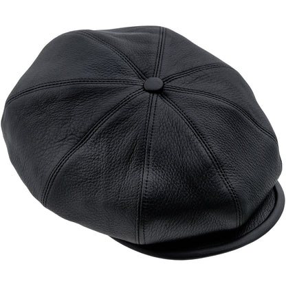 PEAKED CAPS BRIAN - LEATHER-BLACK