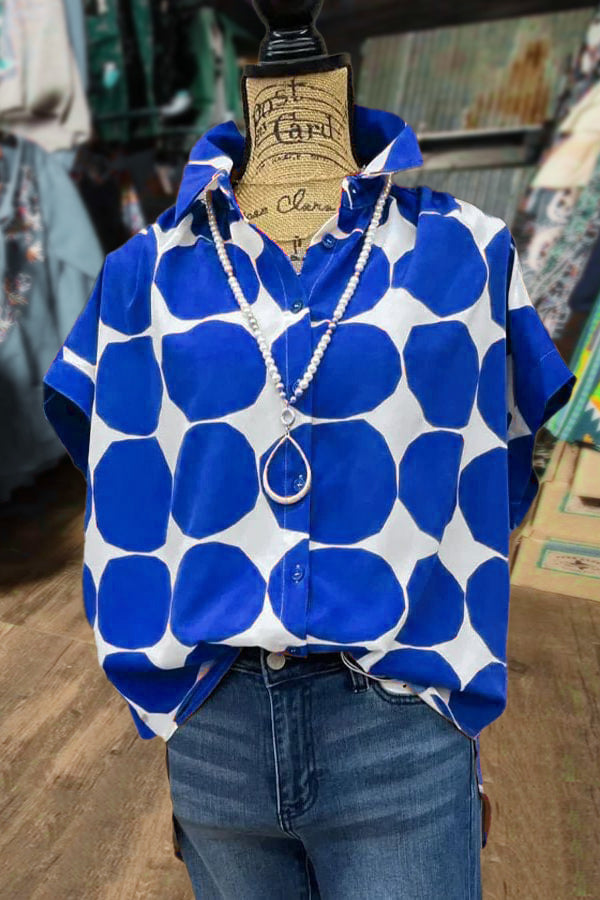 Fashion Polka Dot Print Button-Down Shirt