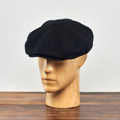 PEAKED CAPS Genuine Scottish Harris Tweed 8 Panels Man Cap Black