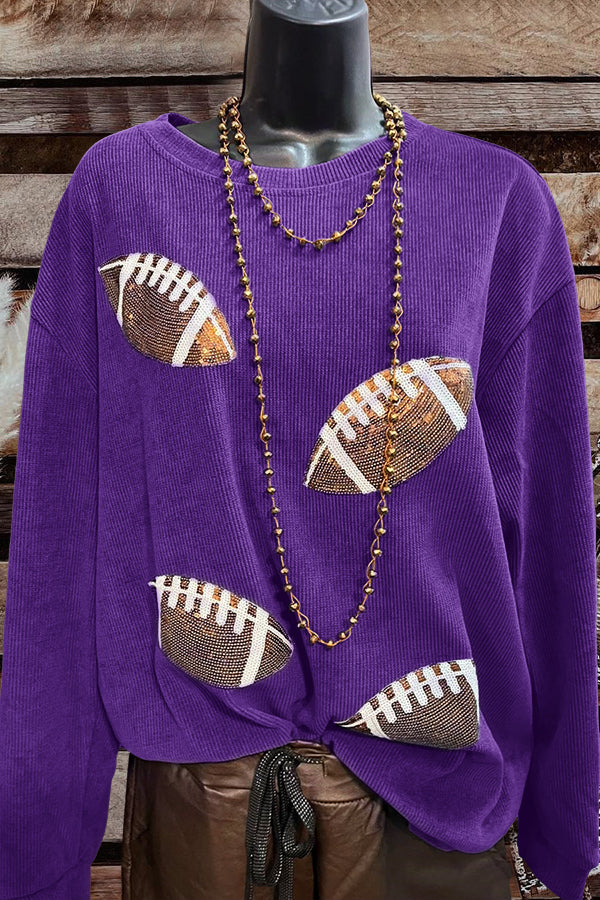 Football Print Pullover Sweatshirt