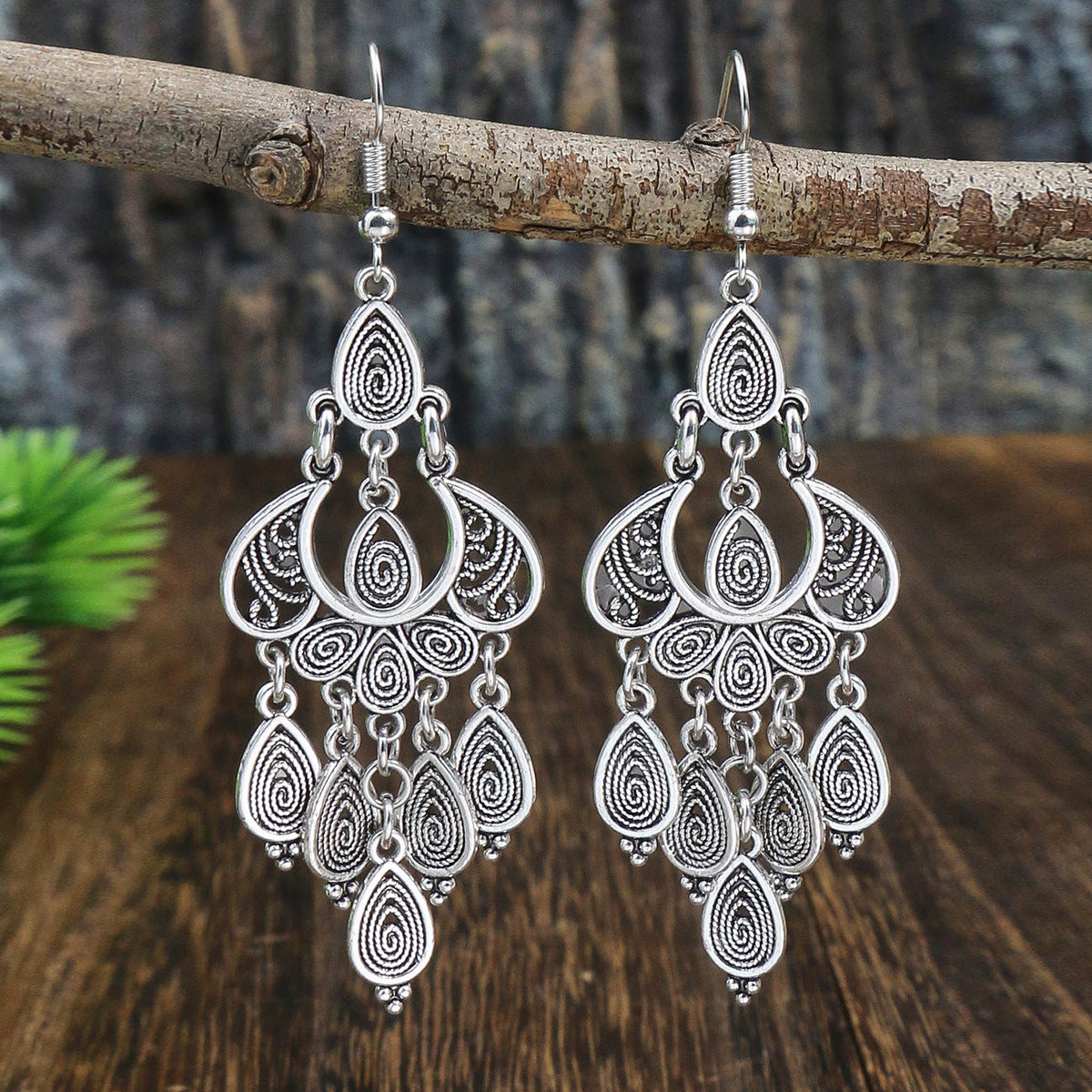 Women's Bohemian Geometric Metal Turquoise Earrings