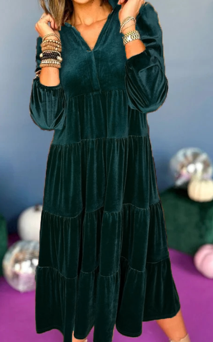 2024 New Sale 🎁🎄V Neck Velvet Dress