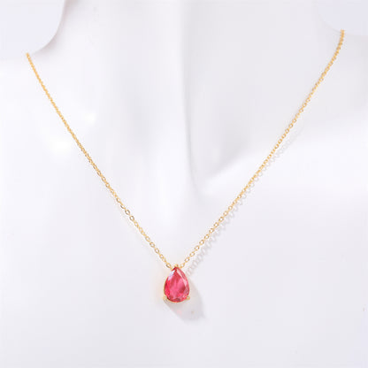 Women's December Birthday Pear-shaped Teardrop Zircon Necklace