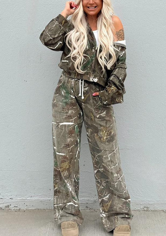 Cowboy’s Camo Zip Up Hoodie+Pant Set