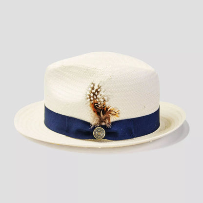 HatsMaker Ranch Straw HatsMaker Bikary Fedora – Ivory[Fast shipping and box packing]