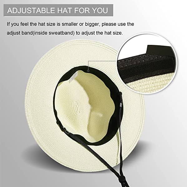 Wide Brim Straw Panama Roll up Hat Belt Buckle Fedora Beach Sun Hat