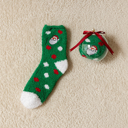 Christmas Multicoloured Polka Dots Fuzzy Socks