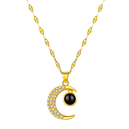 Elegant Diamond Moon Necklace