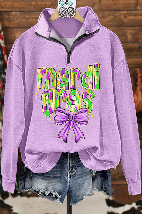 Classic Contrast Mardi Gras Print Sweatshirt