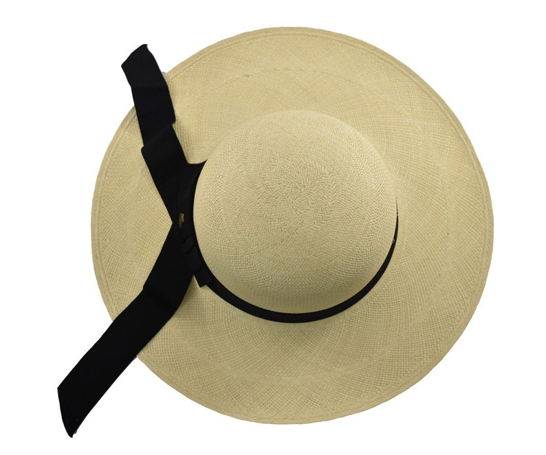 Classy Wide Brim Natural | Black Band | Genuine Panama Hat | Toquilla Straw | Handwoven in Ecuador - EA - HatBox Included