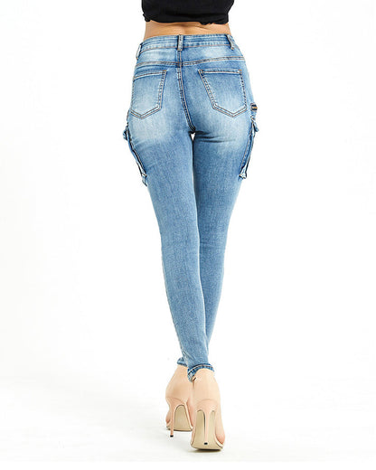 Jeans Slim Pants Skinny Multi-pocket Pants