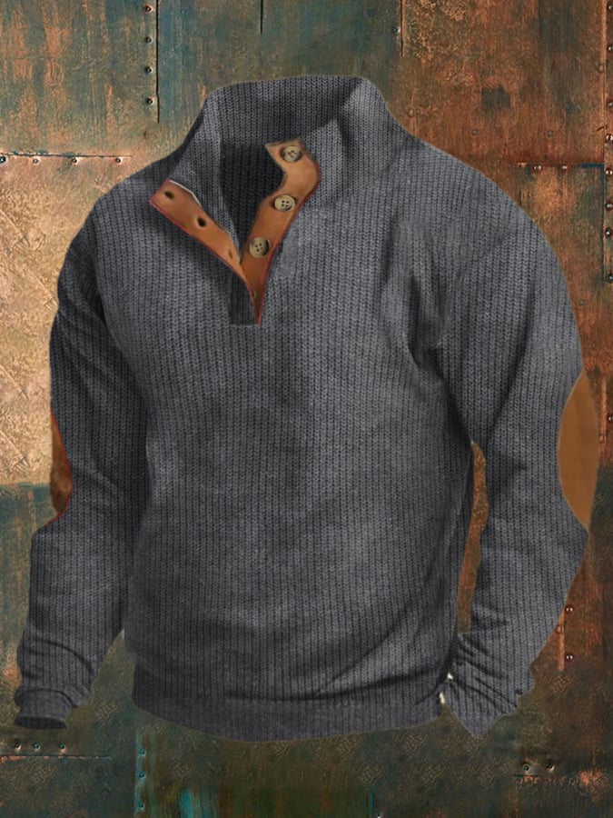 Men'S Vintage Western Stand Collar Sweatshirt