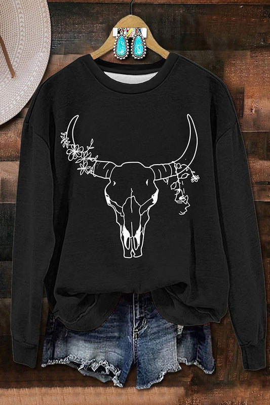 Longhorn Head Print Sweatshirt