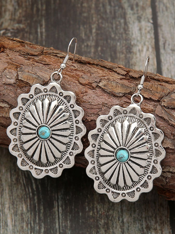 Vintage Turquoise Drop Turquoise Earrings-0520