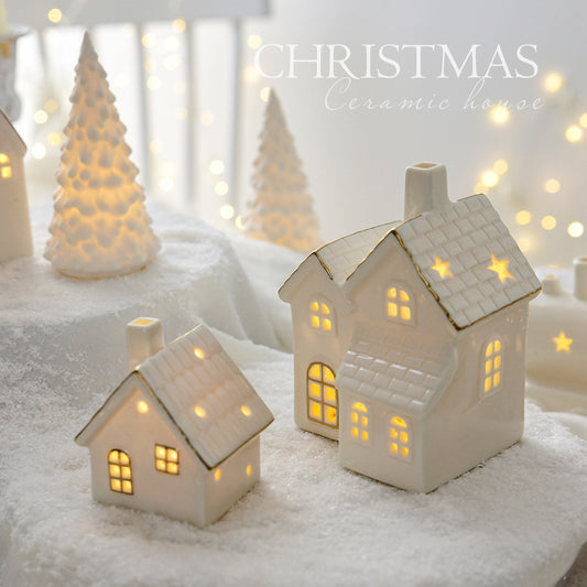 Christmas Glowing Ceramic Snow House