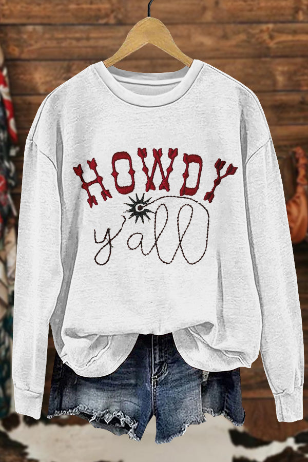 Chic Western Cowboy Print Sweatshirt