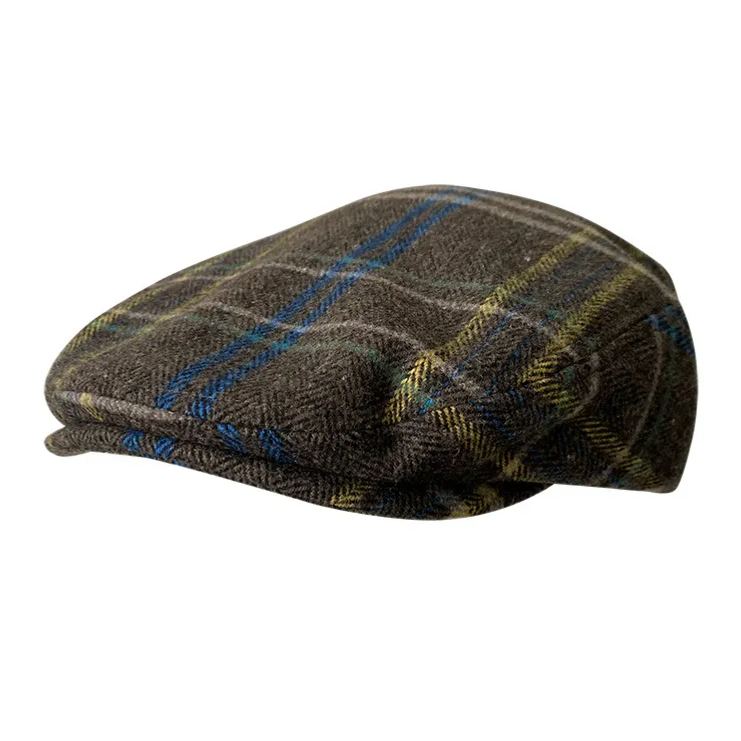 THE PEAKED Marl Flat Hat RUSTY-Harris Tweed