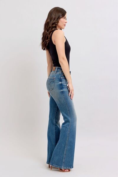 Judy Blue MR Tummy Control Vintage Wash Flare Bell Bottom Jeans