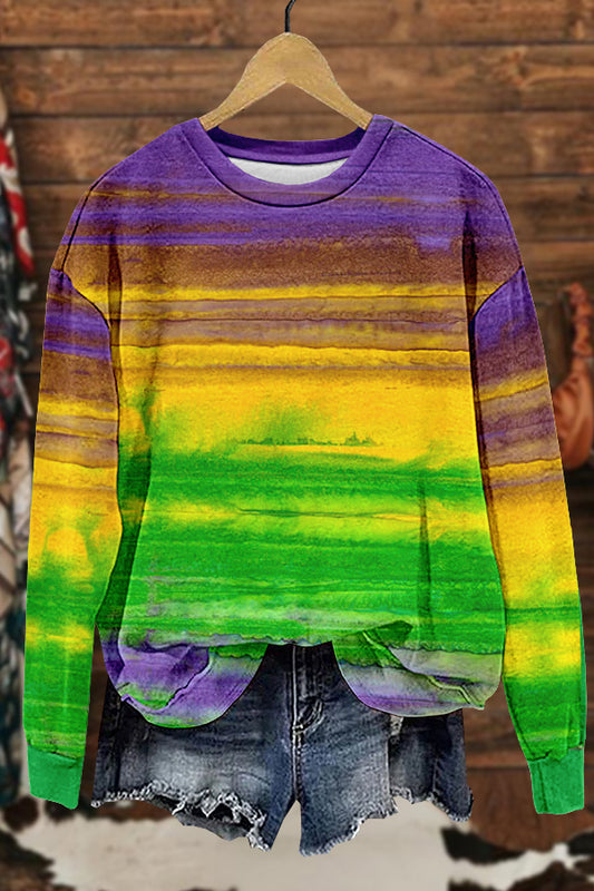 Chic Mardi Gras Print Sweatshirt