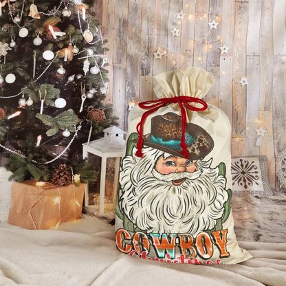 Cowboy Santa Christmas Set of 3 Sacks