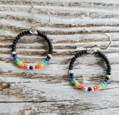 Black Brights Hoop Earrings choice of sizes