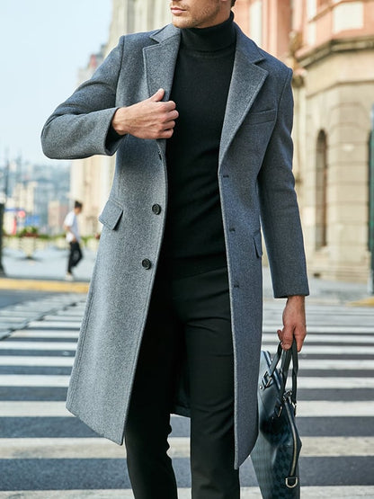 Men'S Commuter Button Design Wool Coat