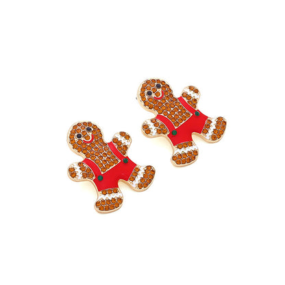 Cartoon Alloy Christmas Gingerbread Man Earrings