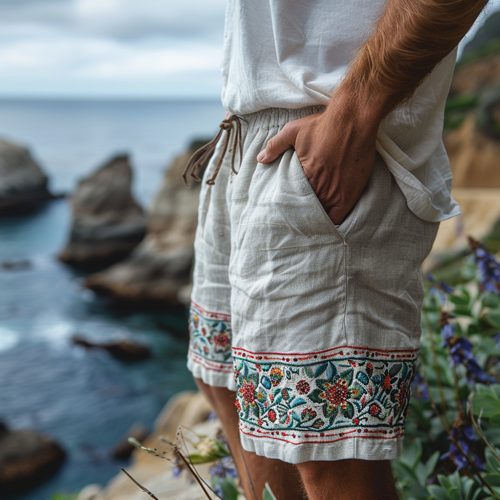 Vintage Washed Linen Shorts