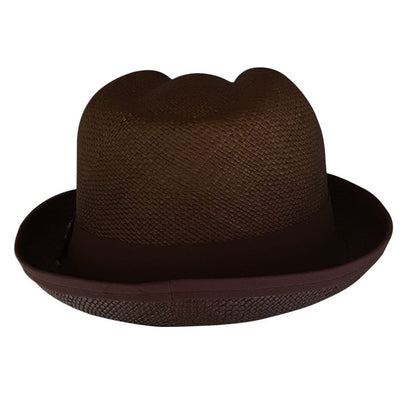 Brown Short Brim Fedora | Original Panama Hat | Toquilla Straw | Handwoven in Ecuador - EA