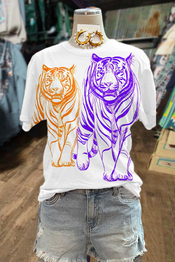 Colorful Tiger Print Game Day T-Shirt