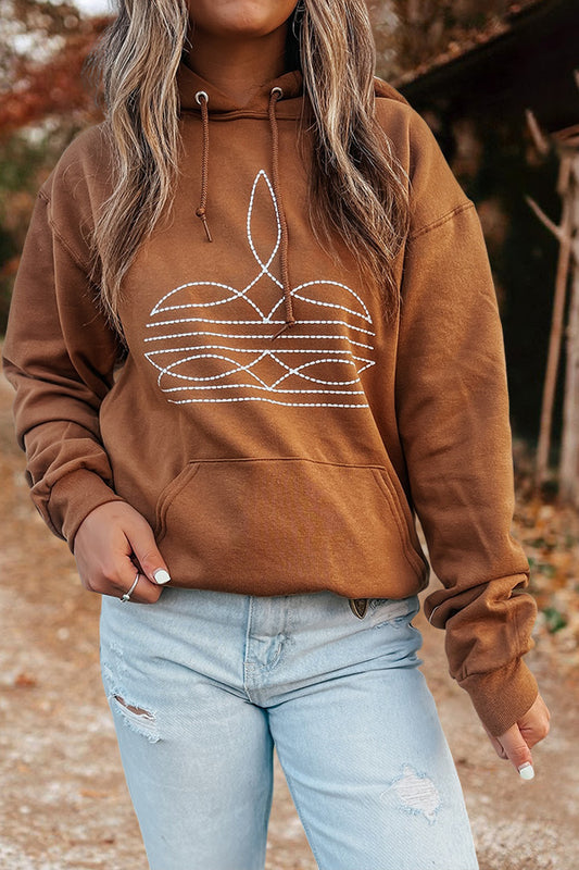 Boot-Stitched Hooded Sweatshirt