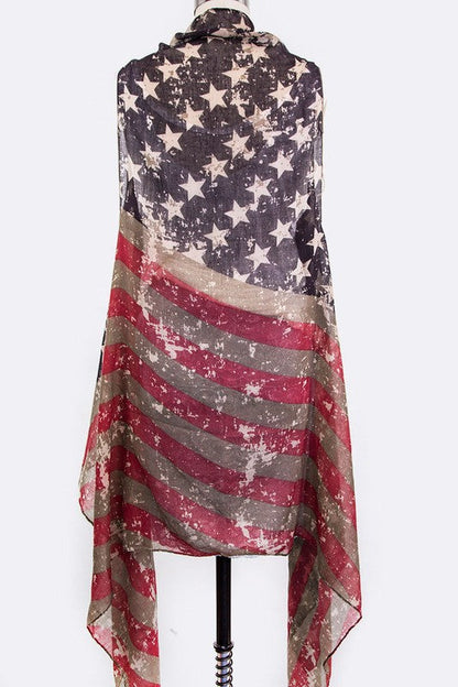 Vintage American Flag Festival Sleeveless Cardigan Vest