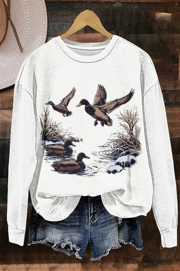 Classic Wild Ducks Print Sweatshirt