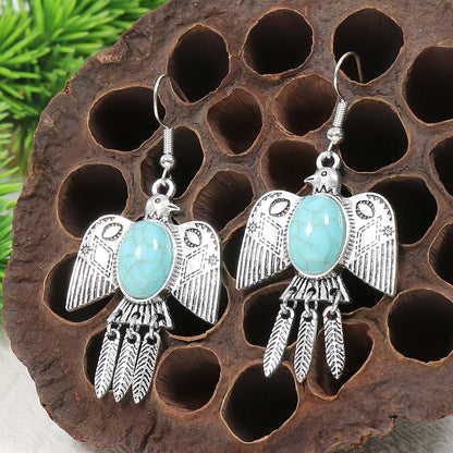 Women's Bohemian Geometric Metal Turquoise Earrings