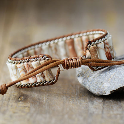 Unisex Imperial Stone Bamboo Natural Stone Ethnic Style Bracelet