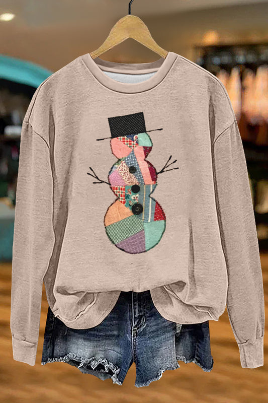 Cute Christmas Snowman Print Sweatshirt