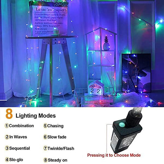 Christmas-led icicle lights outdoor Christmas decorations lights 400led 8 modes icicle Christmas lights outdoor fairy string lights for party holiday wedding decorations multicolor