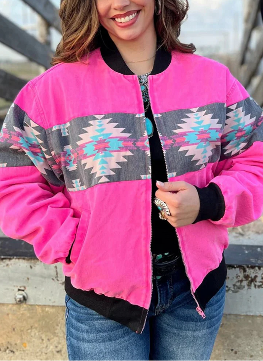 Women's Pink Aztec Jacket