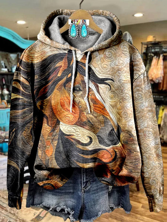 Horse Art Print Casual Hoodie Sweatshirt