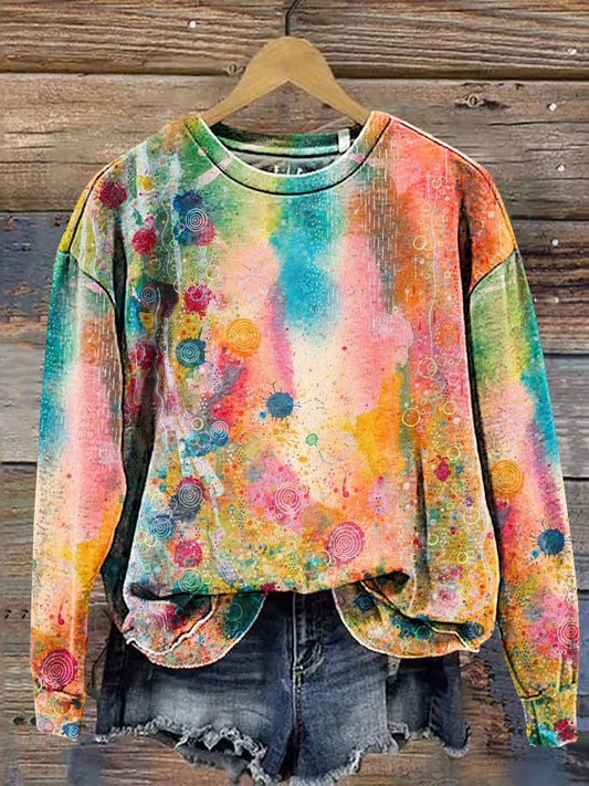 Gradient Art Print Casual Sweatshirt